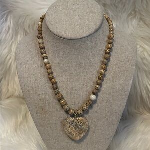 Natural Stone Heart Pendant Necklace